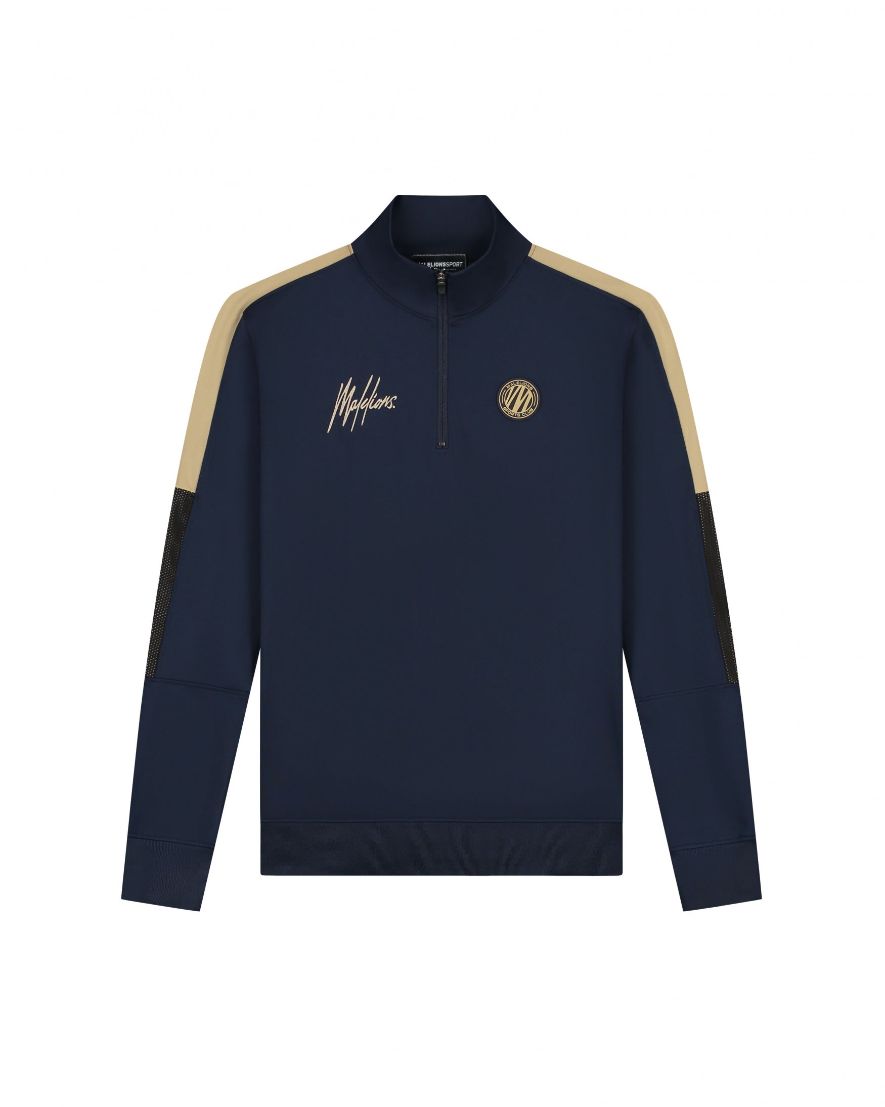 Malelions Sport Transfer Quarter Zip Tracksuit | Navy/Gold