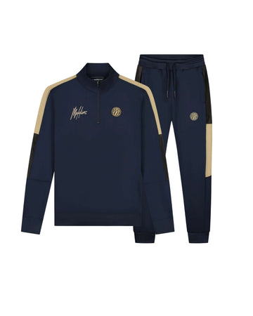 Malelions Sport Transfer Quarter Zip Tracksuit | Navy/Gold